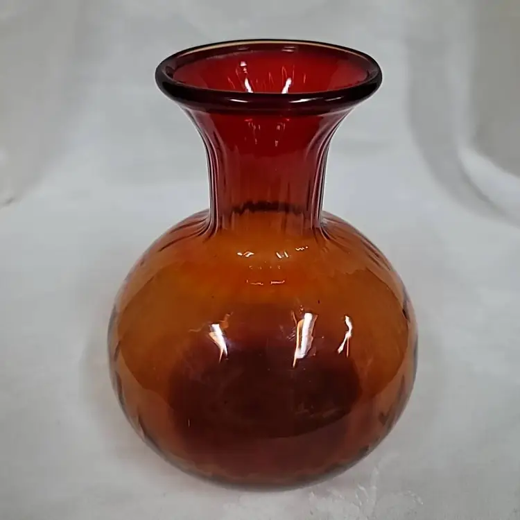 Vintage Empoli Bulbous Amberina Vase, Glows