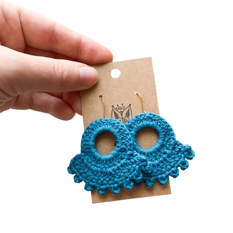 Blue Vintage Cotton Crocheted Earrings
