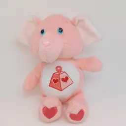 Care Bears Cousins Lotsa Heart Elephant Plush 8" Pink Heart Tummy Stuffed 2004