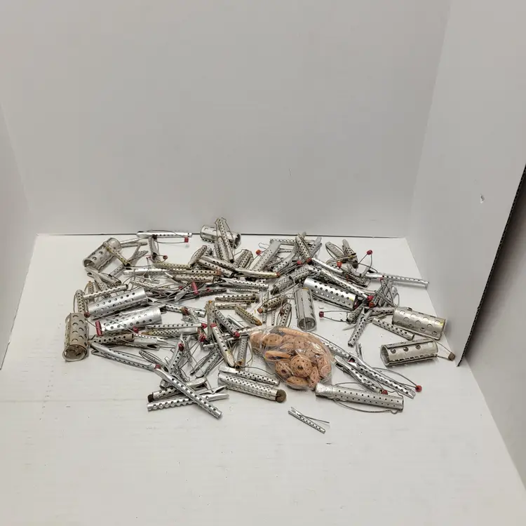 Vintage Metal Hair Curlers Lot Aluminum Spring Clips Ventilated Rollers USA Made