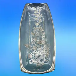 VTG Hazel Atlas Moroccan Celery Dish With Sterling Silver Overlay Relish Tray Trinket