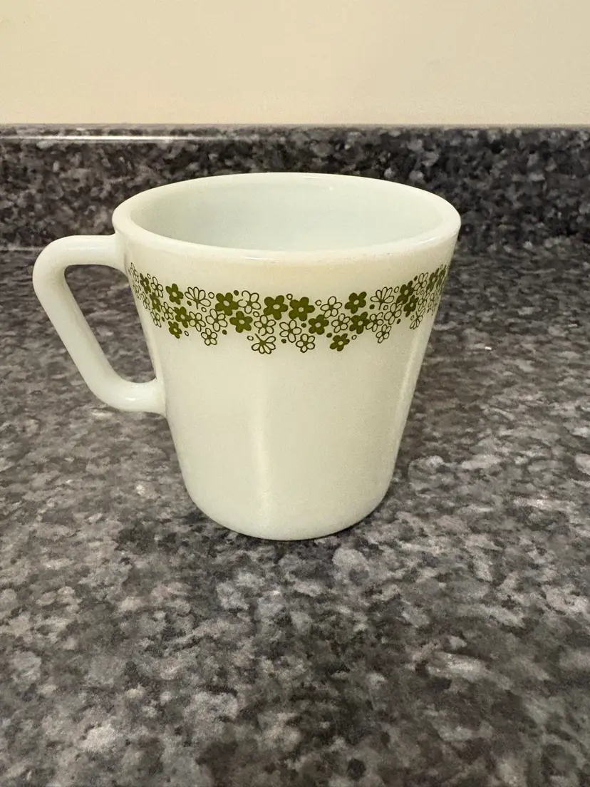 Single Vintage Pyrex Spring Blossom D Handle Mug Milk Glass