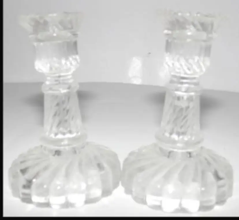 French Portieux Vallerysthal / PV, Child Sized Glass Toy Candle Holders, c1907