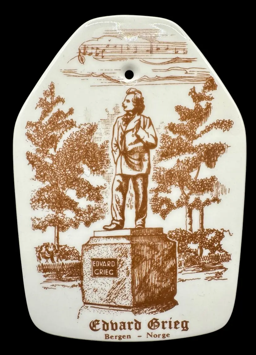 Vintage Figgjo Norway Souvenir Porcelain Wall Hanging Plaque Edvard Grieg 6β