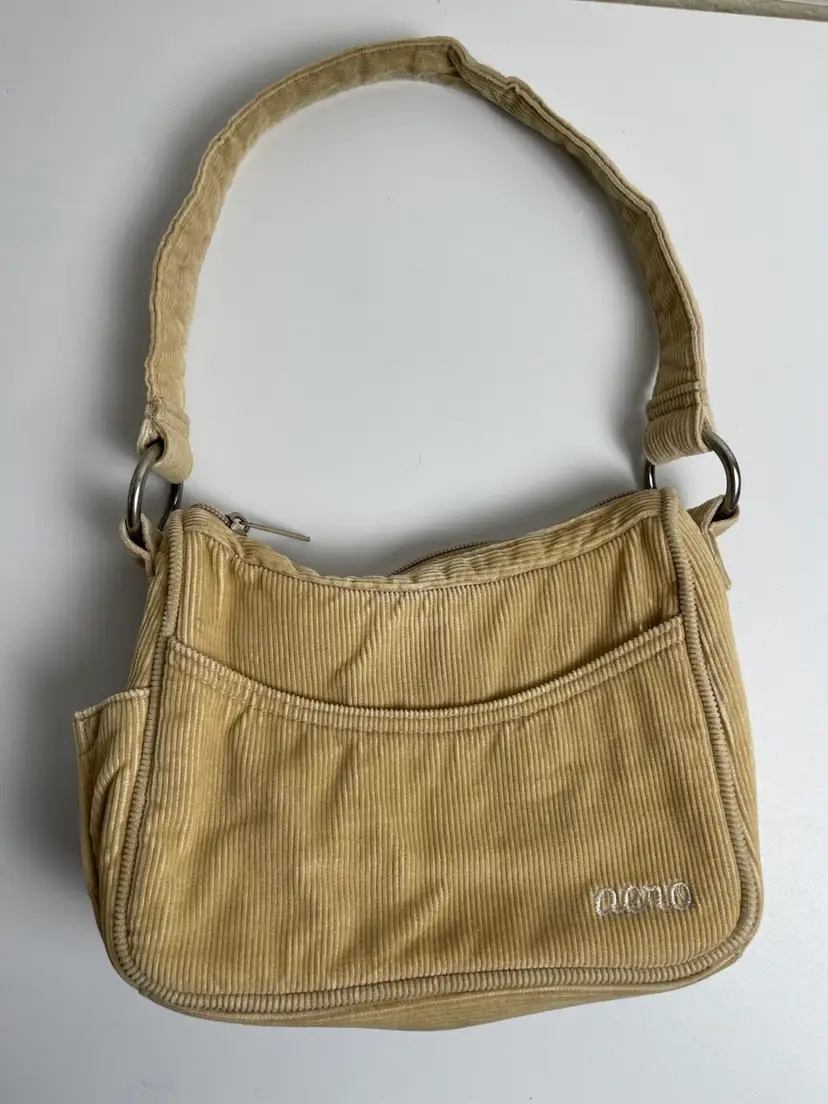Vintage Aeropostale Y2K Tan Corduroy Aero Shoulder Bag Purse Tote Small Mini