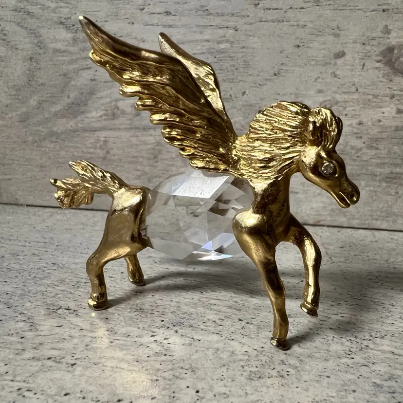 Gold Pewter Faceted Crystal Pegasus