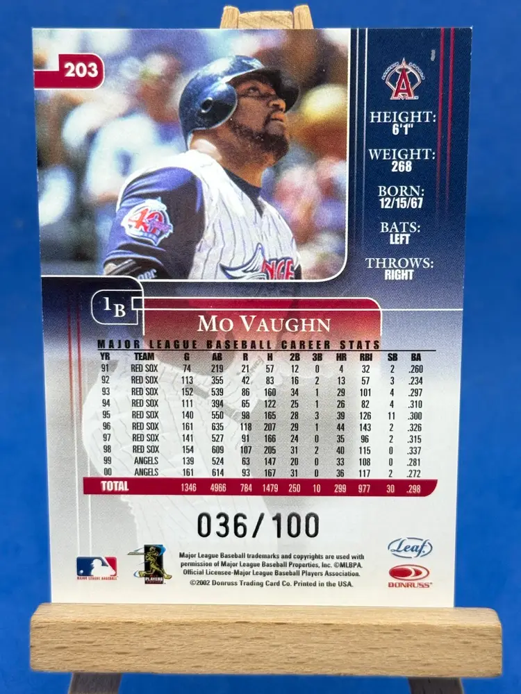 2002 Rookies & Stars Mo Vaughn #203 Longevity Foil SP /100 Los Angeles Angels A39