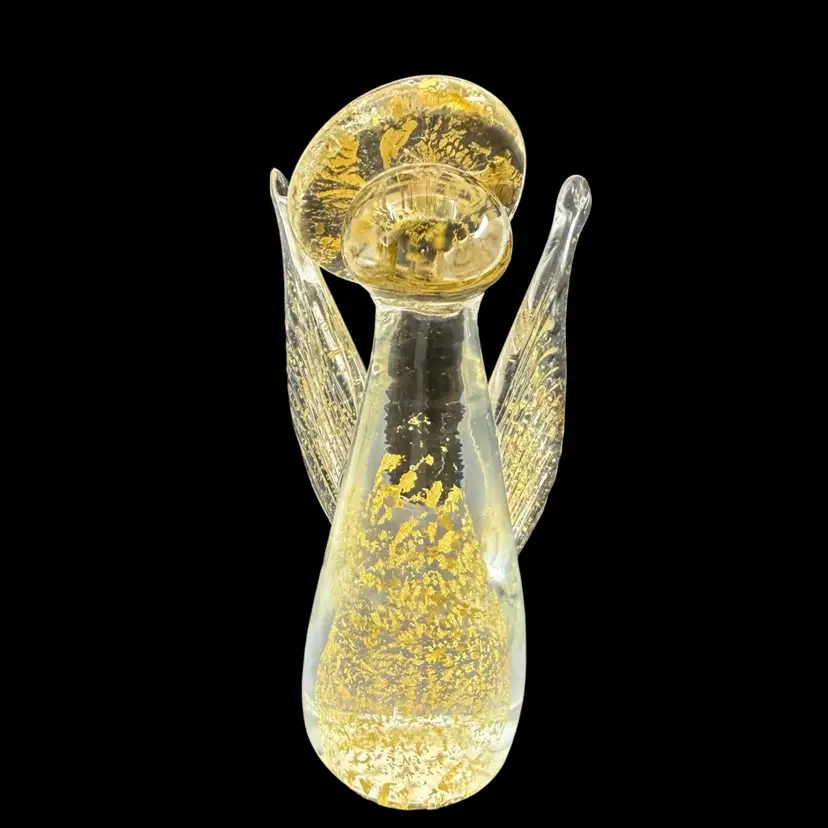 Vintage Murano Glass Angel Figurine Gold Flecks (Aventurine) Italy READ
4” x 2”
