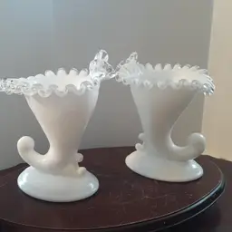 Fenton Silvercrest Cornucopia Candle Stick Holders