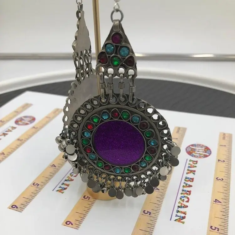 Purple Round Tribal style Earrings