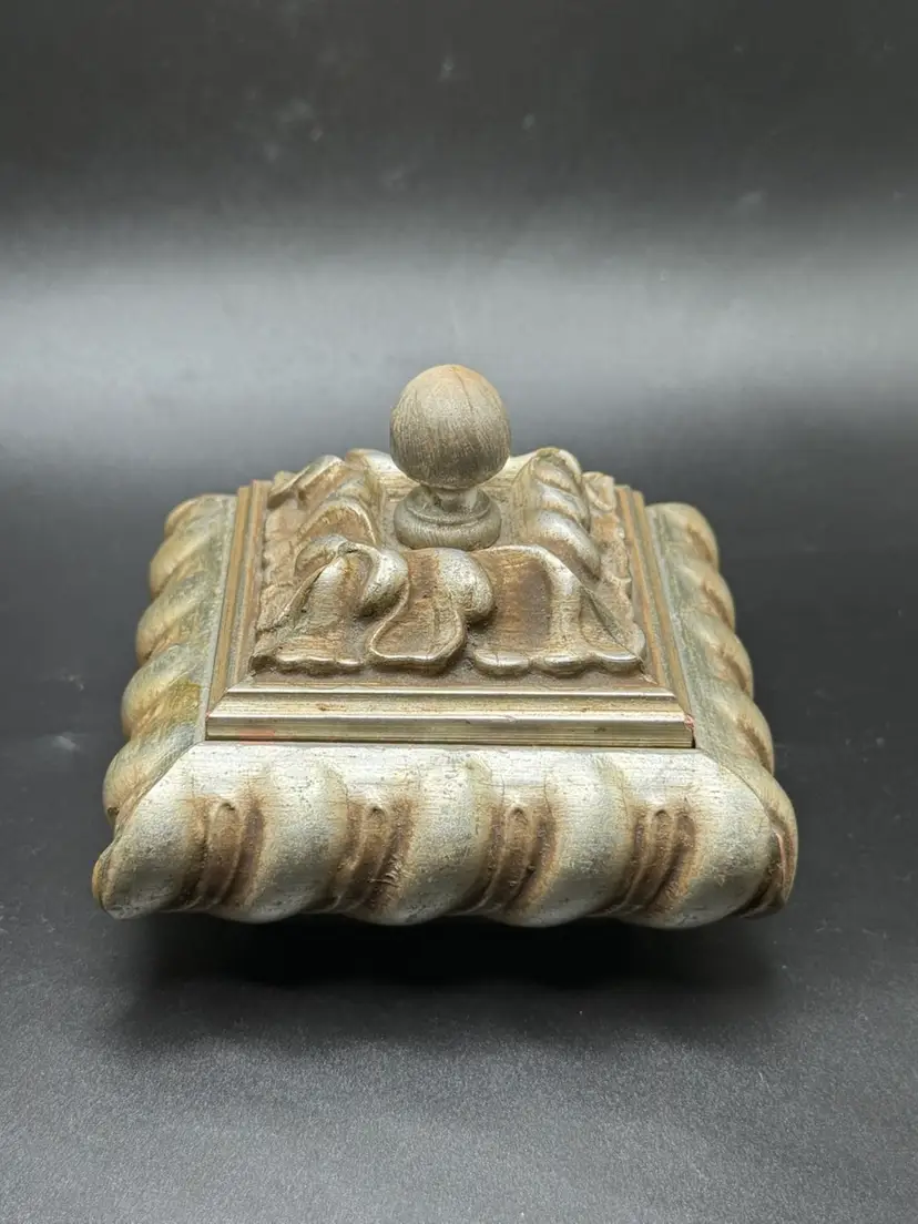Resin Lidded Silver/gold Painted Trinket Bowl