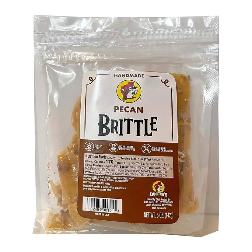 Buc-ee's Pecan Brittle 5OZ. Resealable Bag