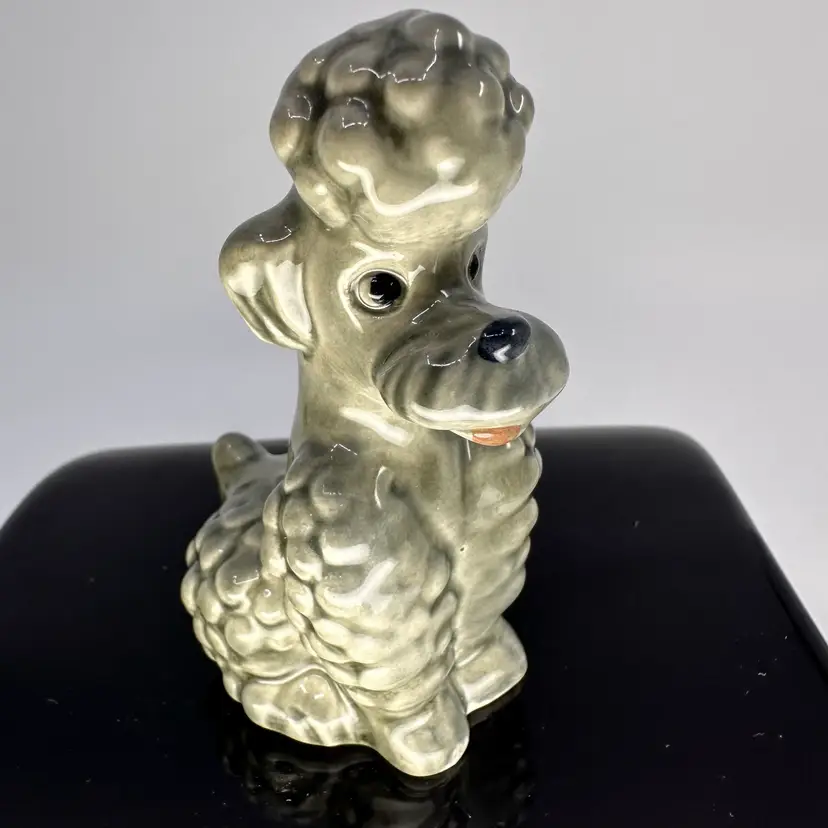 Goebel West Germany Porcelain Sitting Grey Poodle Figurine