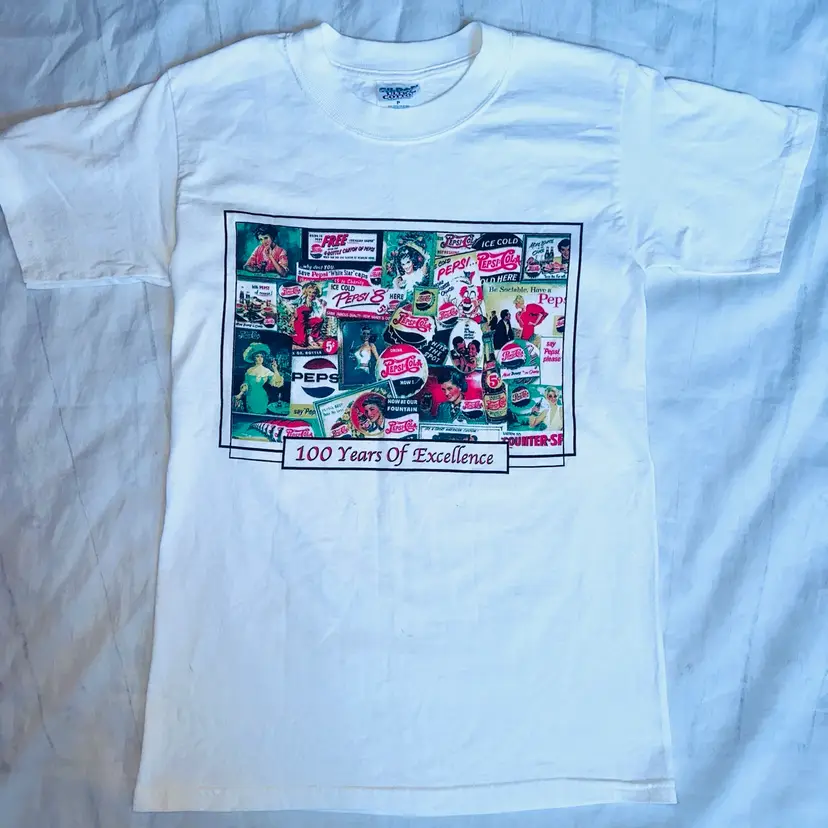 Vintage Never Worn Adult Small Pepsi Cola 100 Years of Excellence SS TShirt