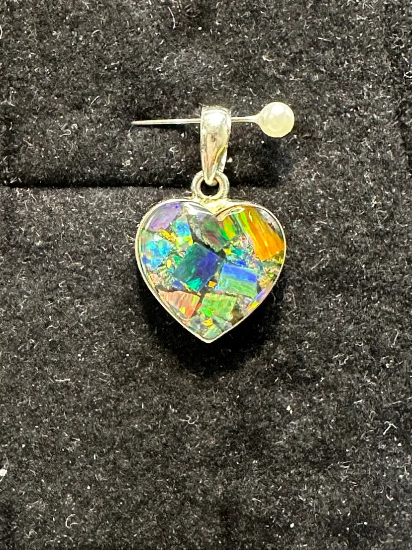 Sterling 925 Multi-Color Gemstone Cluster Dichroic Glass Pendant