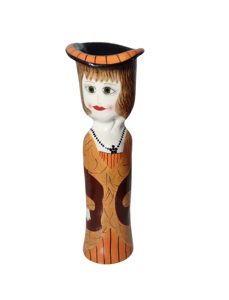 Ganz Susan Paley Luxurious Laurie Porcelain Vase Candleholder Vintage 11" Brown