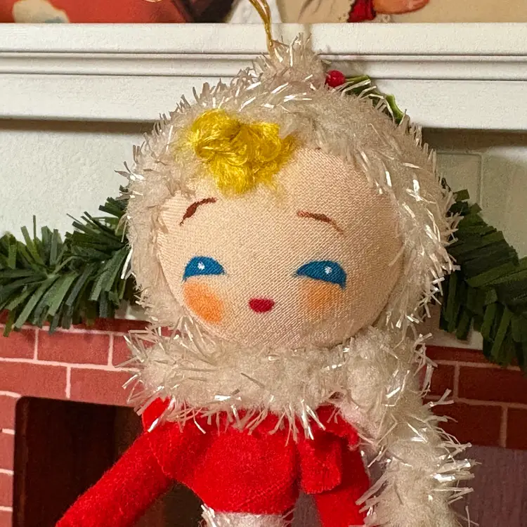 Vintage Christmas Commodore Mrs Santa Doll Ornament Japan