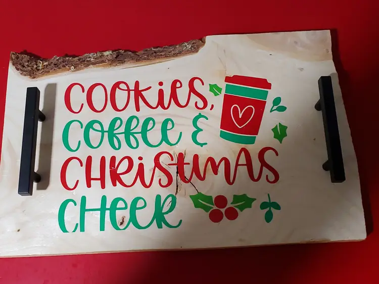 Cookies Coffee & Christmas Cheer Handmade Decorative Wooden Tray