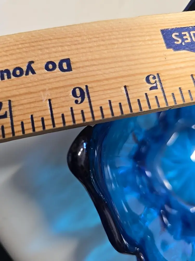 Mid Century Modern Viking Glass Blue Lotus Petals Bowl