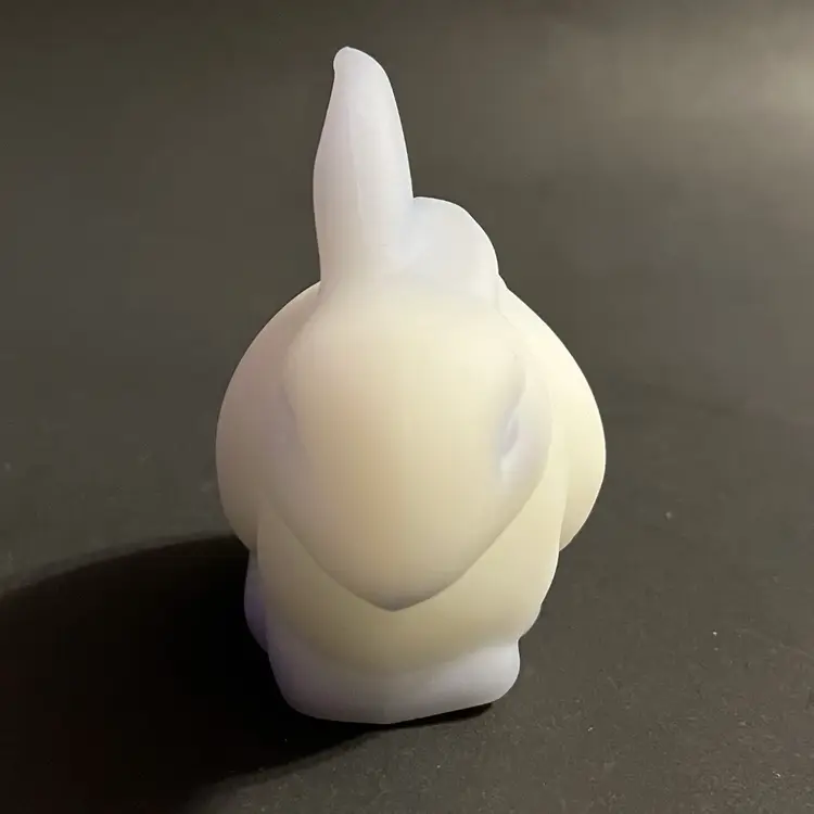 Vintage FENTON White Satin Blue Accent BUNNY Figurine Paperweight Vicki D 1980s