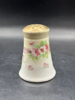 Antique Nippon Porcelain Moriage Shakers with Pink Flowers