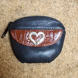 Vintage Brighton Small Leather Coin Change Purse Black/Brown Heart Logo Wallet