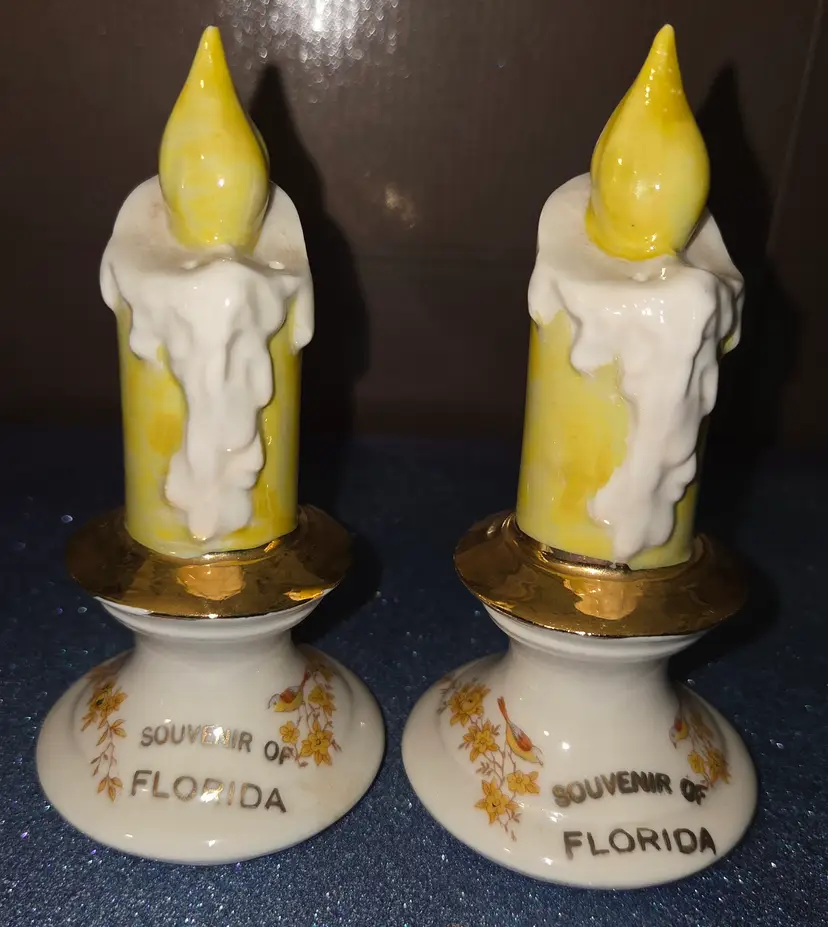 1950s Colonialware Souvenir Candlestick S&P Shakers