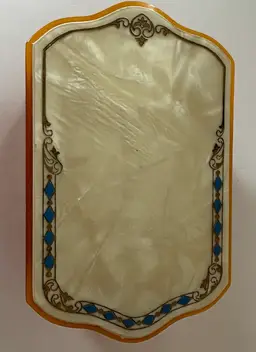 Celluloid Vintage Soap Holder With Cover.(from A Vanity Set) 4.25” X 1.5”