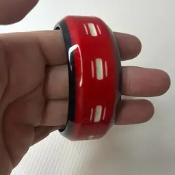 Red Bangle With Strips See
