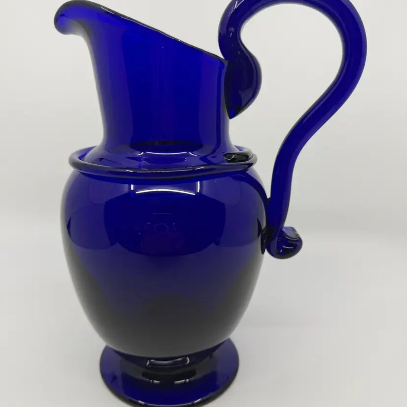 Metropolitan Museum of Art MMA Portugal Cobalt Blue Saratoga Hand Blown Pitcher