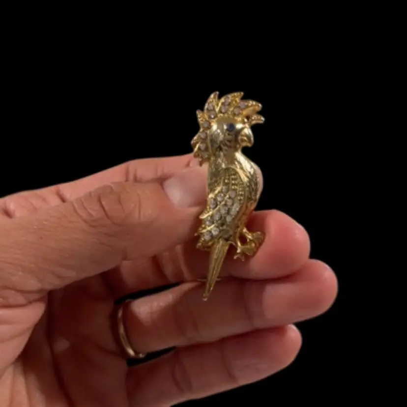 Gold Tone Parrot With Rhinestone READ 🐦