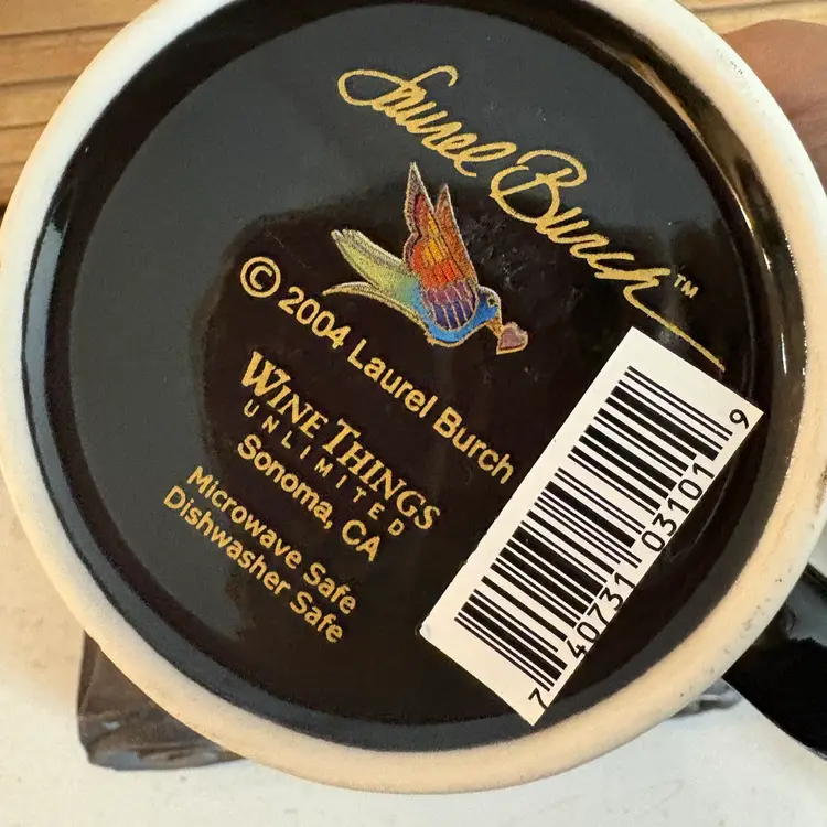 Vintage Laurel Burch 2004 Black coffee mug