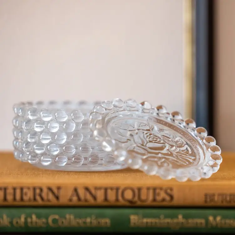 Vintage Pressed Glass Coaster Set – Made in the German Democratic Republic - Mid Century Home Decor