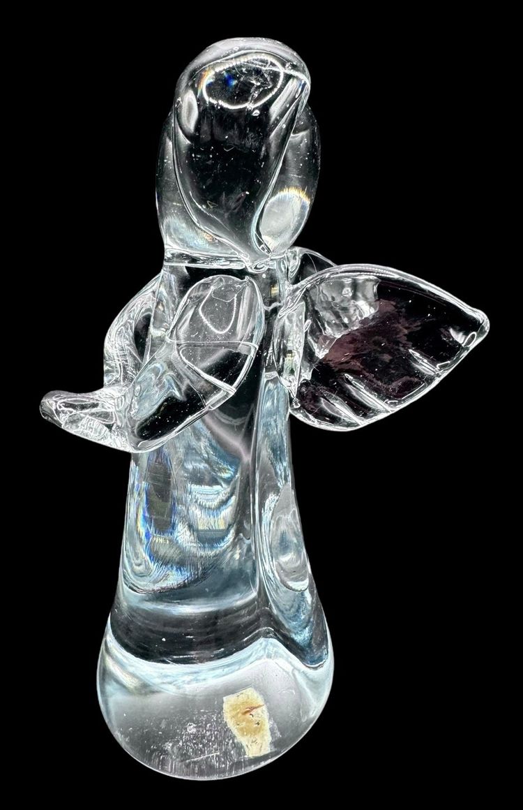 Vintage Clear Glass Angel Paperweight Figurine Made in Taiwan Christmas 6”