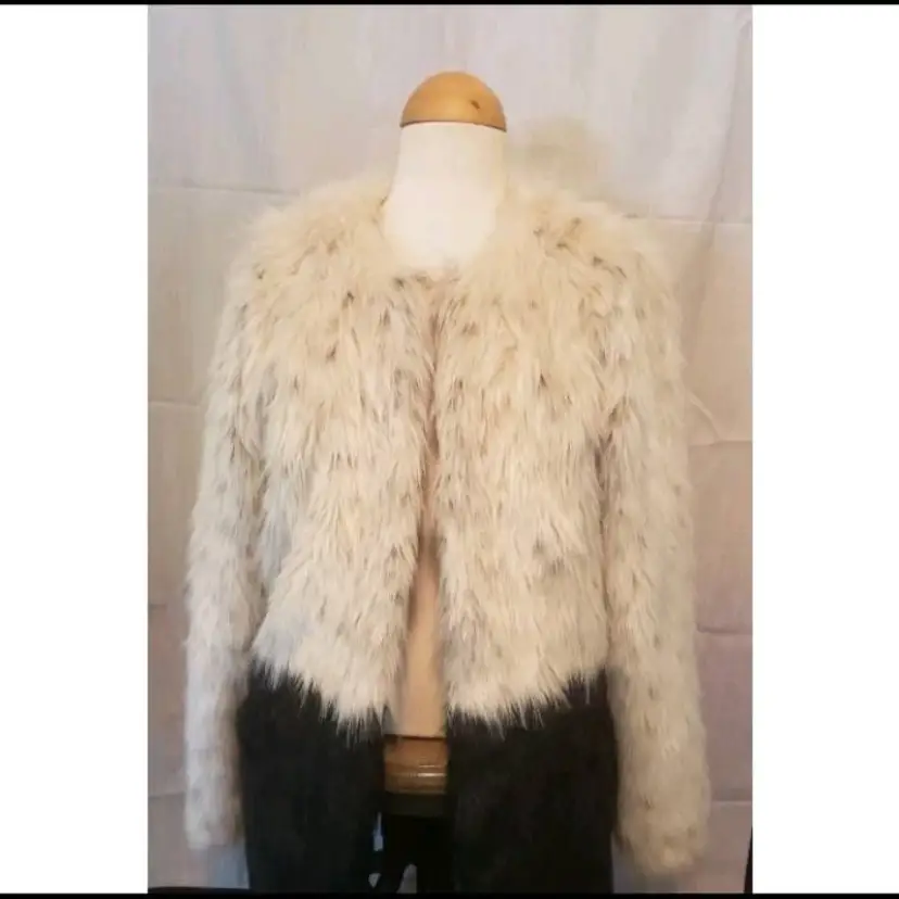 Express Coat Women Y2K Vintage Faux Fur Lined Jacket Coat Glam Chic Black White