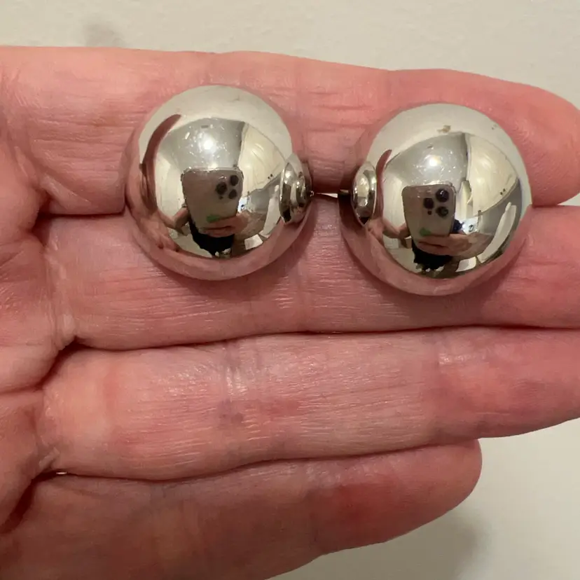 Vintage Coro Silvertone Screw back Dome Earrings