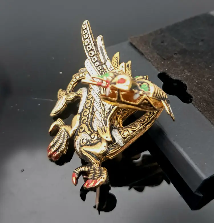 Damascene 3-D Dragon Brooch