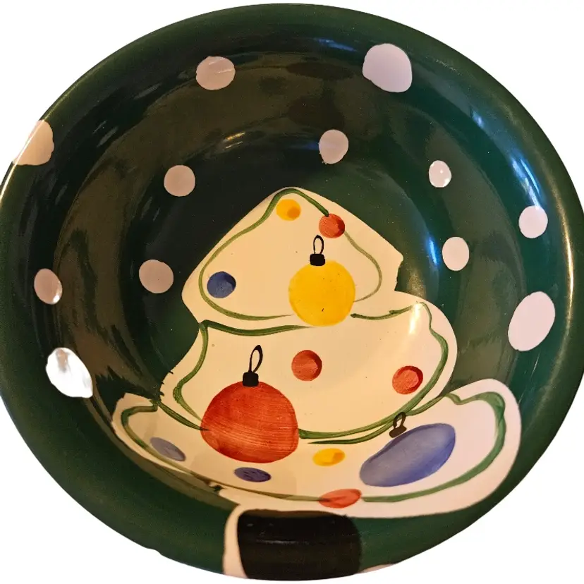 Gibson Everyday hand-painted green and white Christmas Tree Bowl
