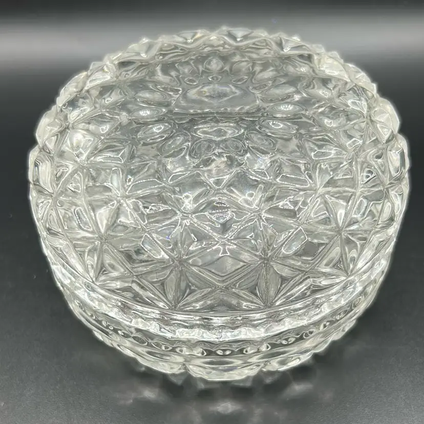 Embossed Clear, Glass Trinket Box