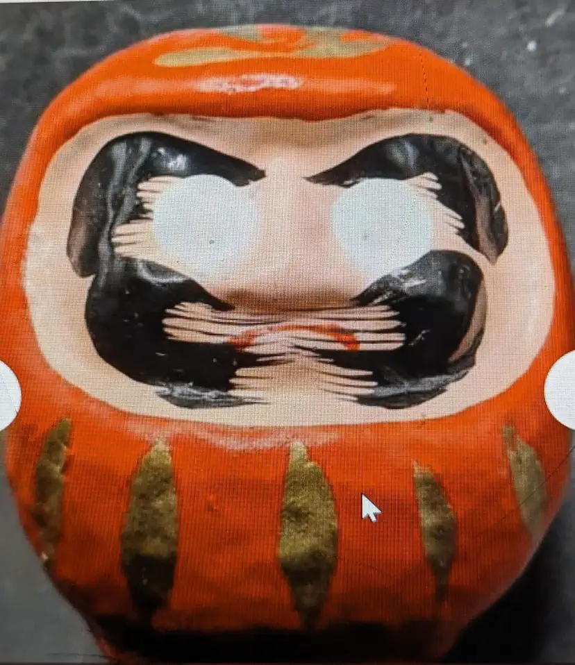 Vintage Japanese Kokeshi Gokaku Daruma Doll Paper Mache' Red Wishing Good Luck