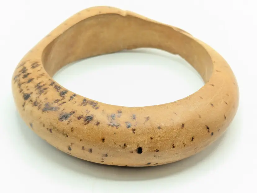 Vintage Carved Wood Bangle Bracelet Boho Jewelry