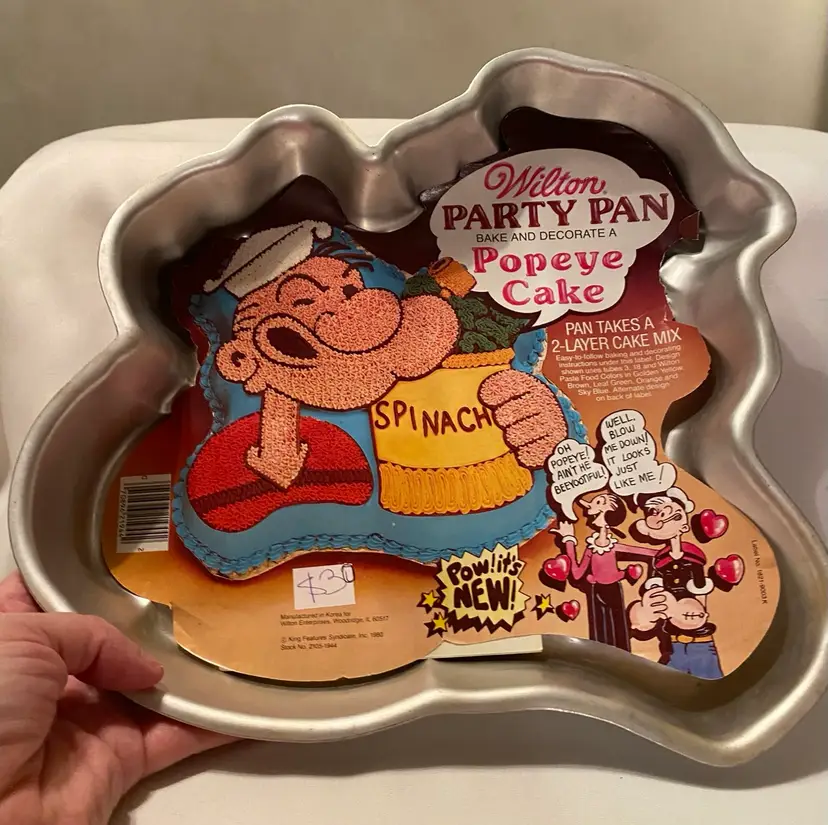 Vintage Wilton 1980 Popeye the Sailor Man Cake Pan with Original Paper
