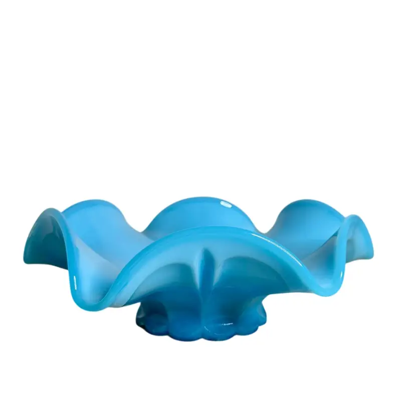 Fenton 2008 Sky Blue Bowl # 4332 7B With Fenton Label•Original Price Tag & Box 
10-3/4” W x 3-3/4” T