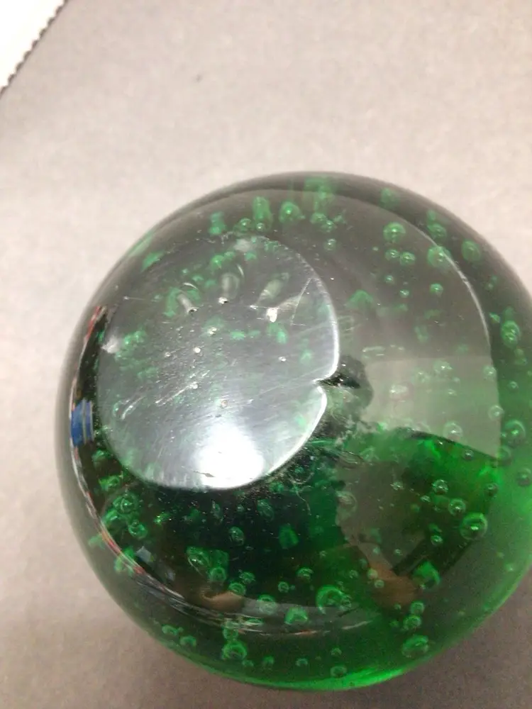 Vintage Green Controlled Bubble Paperweight