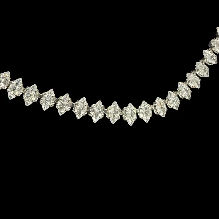 White Gold Filled VVSCZ Marquis Cut Tennis Bracelet
