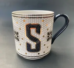 *NWT* Anthropologie Bistro Tile Stoneware Monogram S Mug