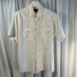Wrangler Western Shirt Vintage 90s Striped Short Sleeve Pearl Snap Size L