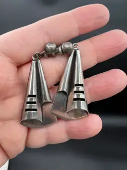 Sterling Silver Southwest Dangling Screw Back Earrings