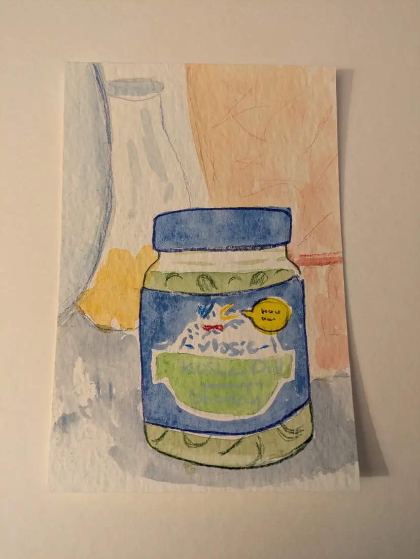 Fridge Pickles Still Life Watercolor Painting Made by Me!