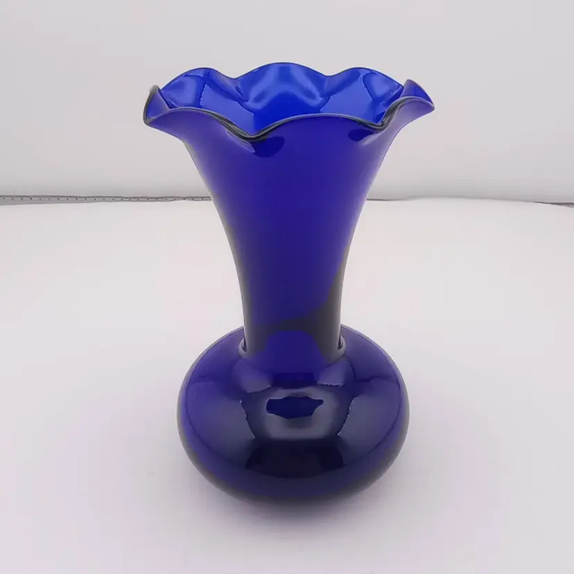 Vintage blown glass blue vase